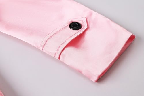 Betusline Girls Satin Trench Coat Fashion Single Breasted Cute Sparkly Hooded Outwear Jacket, Pink, 6-7 Years = Tag 1304