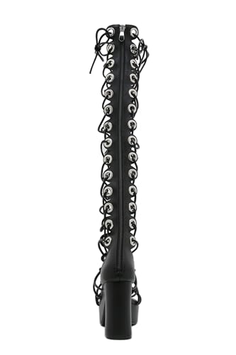 Image of STUPMARY Women Peep Toe Sandals Cut-outs Cross-tied Lace Up High Heeled Gladiator Sandals Zipper Over The Knee Bootie Summer
