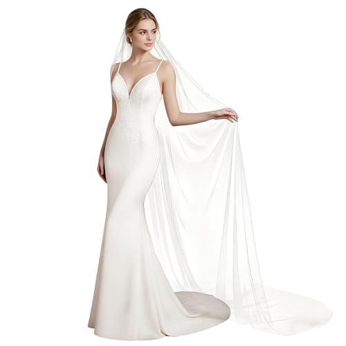 Wedding Veil with Pearls and Crystals, 1 Tier Fingertip Length