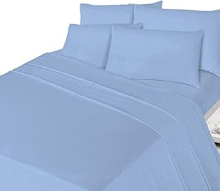 Luxury Thermal Flannelette Flat Sheets, 100% Brushed Cotton Flat Sheets (Blue, Pair of Pillow Cases Only)