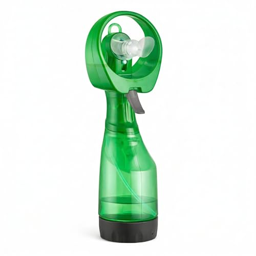 MIJOMA Sprühflasche mit Ventilator tragbarer Sprühventilator batteriebetrieben Abkühlung für unterwegs ideal für heiße Tage erfrischendes Spray & kühler Luftstrom leicht & handlich (Grün)