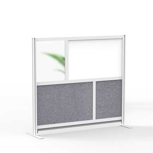 Image of Workflow Modular Wall | Room Divider with Whiteboard, Sound Dampening, & Frosted Acrylic Panels | Expandable Office Partition for Privacy & Stability (53 inch x 48 inch)