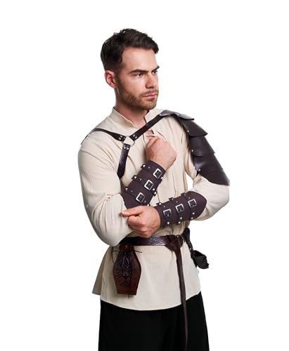 8 Pcs Men's Renaissance Costume Halloween Medieval Pirate Shirt Pant Viking Costume Accessories Set4