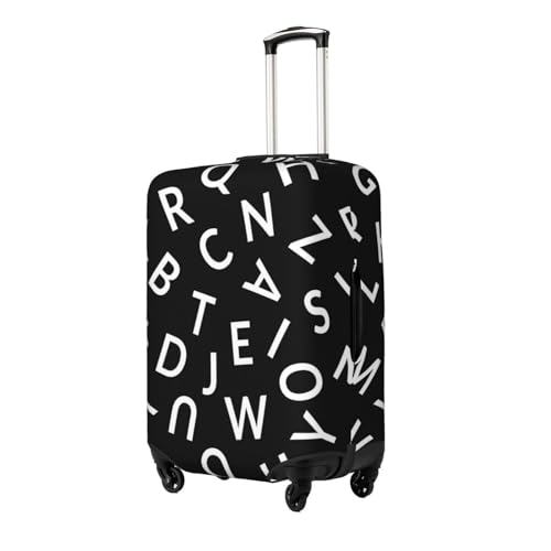 White Letters On Black Travel Luggage Cover Suitcase Protector Bag,Dust-Proof Fits 18-32 Inch Luggage,Suitcase Sleeve For Kid And Adult,Medium2