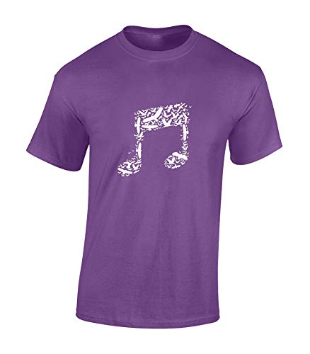 Image of JLB Print Birds Music Note Music Fan Premium Quality Regular Fit T-Shirt Top for Men and Teens - Purple/M