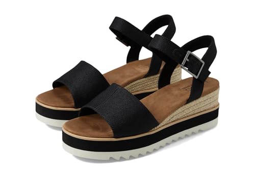 TOMS Women's Diana Wedge Sandal, Textile Upper, CloudBound Insole, Ankle Strap With Adjustable...