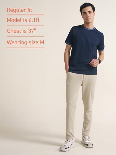 Image of DAMENSCH Statement Pique Textured Tshirt for Man, Thermoregulating, Tonal Rib T Shirt for Men Stylish, Sustainable Recycled Fabric Men T-Shirts