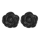 M METERXITY 2-Pack Decorative Rose Shoe Clips, Faux Leather Removable Fashion Flower Shoe Clips Buckle for Women Dress/Shoes/Heel, Brooches Charm Embellishments [Black]