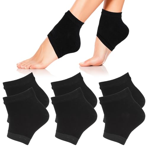 Sibba 3 Paar feuchtigkeitsspendende Fersensocken belüftetes Gel Ferse offene Zehensocken weiche Silikonsocken trockene harte rissige Haut atmungsaktiv wiederverwendbar SPA-Fußschutz Schwarz