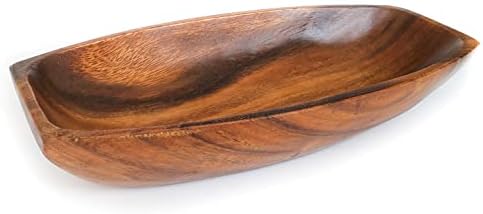 Master's Workshop Acacia Wood Bowl - Handmade For Salad, Bread and Decor - Large Rectangular Serving Bowl 12" x 6" x 2"