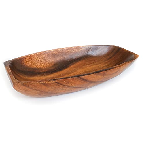 Master's Workshop Acacia Wood Bowl - Handmade For Salad, Bread And Decor - Large Rectangular Serving Bowl 12" X 6" X 2" #TOP27