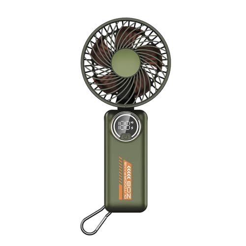 Ventilador de mano, mini ventilador, portátil, recargable, pequeño ventilador de bolsillo USB para oficina al aire libre (se puede utilizar como banco de energía para cargar teléfonos móviles) (verde)