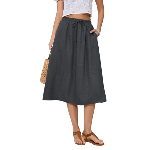 Image of Witsmile Women's Summer Pleated High Waisted Casual Flowy Skirt Pockets