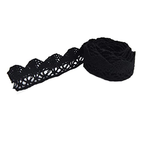 Cinta de Encaje Decorativa de Algodón Negro, 20 Yardas x 2 cm, para Costura, Manualidades, Decoración y Bodas, Diseño Vintage
