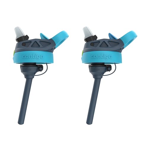 Image of Contigo AutoSpout Kids Water Bottle with Pop up-Straw, 14oz, BPA-Free Plastic, 2-Pack, Blueberry & Bluberry Nightfall, Great for Home and School