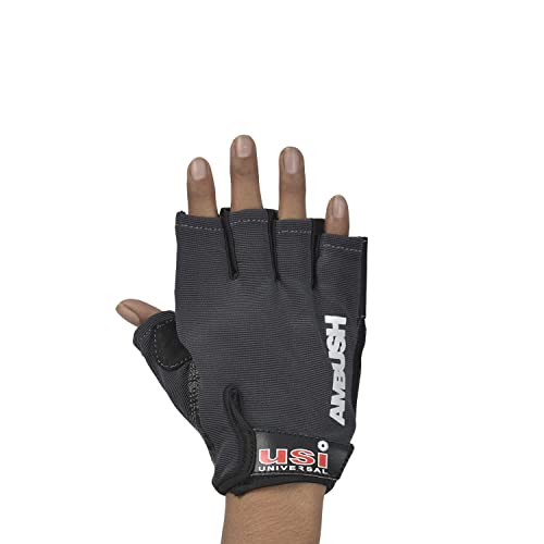 Image of USI UNIVERSAL 733A Ambush Fitness Gym Gloves, Workout Powerlifting Gloves, Leather Polyester, Elastane Neoprene, Foam Construction, Suede Leather Palm (Small, Black)