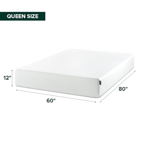 Image of Zinus 12 Inch Queen Green Tea Memory Foam Mattress, Medium Firm Feel | Pressure-Relieving Comfort & Full-Body Support, Naturally Fresh, CertiPUR-US & OEKO-TEX Certified Safe Materials