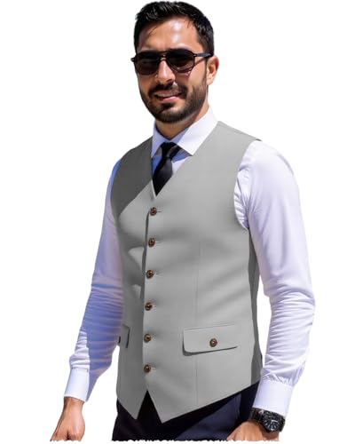 Men’s Linen Vest Slim Fit Business Wedding Prom Party Summer Dress Suit Vest Waistcoat For Mens