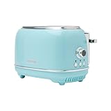Haden Heritage 2 Slice Wide Slot Stainless Steel Toaster with Adjustable Browning Control & Non-Slip Feet, Turquoise & Chrome