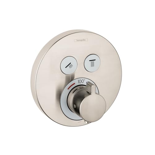 hansgrohe ShowerSelect S Modern Thermostatic Shower Valve Trim with Temperature Control and Diverter in Brushed Nickel, 15743821 by hansgrohe - Used condition - US$295.58