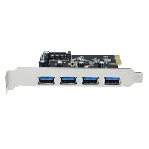 Image of PCI Express 4-Port USB 3.0 Expansion Card - Based on VIA VL805 Chipset | PCIe Adapter with SATA Power for Desktop PC | Supports Windows /Linux