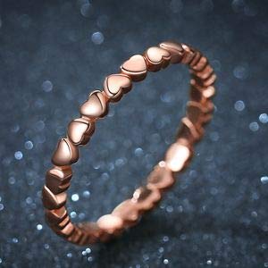 Wbrwp Rose Gold Color Size 10 Stainless Steel Heart Shaped Vintage Classical Heart Ring Simple Plain Stacking Wedding Band Promise Ring Stackable Rings Eternity Promise Rings Present For Her #TOP1