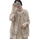 ファーベスト レディース フェイクファー エコファー ライトアウター ショート ノーカラージャケット ノースリーブ ジレ レイヤード ミドル丈 羽織 秋 冬 春 ふわふわ もこもこ ベージュ 韓国ファッション きれいめ カジュアル-ベージュ||S