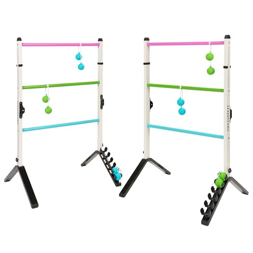 EastPoint Steel Ladderball Set - Alloy Steel, White/Gelato - Built-in Slide Score Slider for Yard & Lawn Games - Soft-Touch Bolos for Outdoor & Beach Games - Portable Design for Camping Fun by EastPoint Sports - Used condition - US$43.22