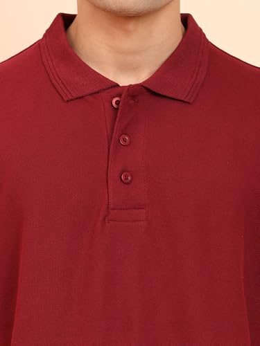 Image of Men's 100% Cotton Polo T-Shirt - Solid Plain Short Sleeve Tee with Classic Collar for Everyday Casual & Smart Wear