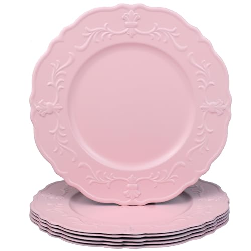 Spsyrine Pink Charger plates, 13 Inch Set of 6 Chargers for dinner plates, Serve ware Plate for Wedding Bulk, Parties, Christmas, Holiday Table Setting