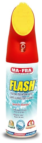 Mafra, Flash, Spray Nettoyant Intérieur Voiture, avec Formule Odorstop, Agit Sans mouiller les Tissus, Efficace sur velours, Alcantara et Surfaces délicates, avec Brosse Intégrée