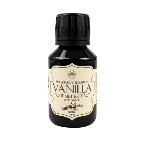 Vanilla Scientific Bourbon Gourmet Vanilla Extract with Seeds - Madagascar 100% Natural Extract for Baking and Cooking - Alcohol Free Gluten Free Vegan 100ml