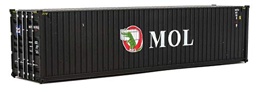 Walthers SceneMaster HO Scale Model of Mitsui OSK Lines (Black, White, red; Alligator Logo) 40' Hi Cube Corrugated Side Container,949-8264