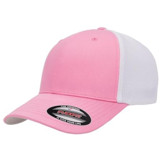 Flexfit Men's Trucker Mesh Cap, Pink/White, XL-XXL