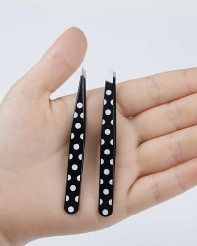 2pcs eyebrow tweezers black polka dot - Image 4