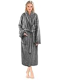 PAVILIA Premium Womens Plush Soft Robe Fluffy, Warm, Fleece Sherpa Shaggy Bathrobe (L/XL, Gray)