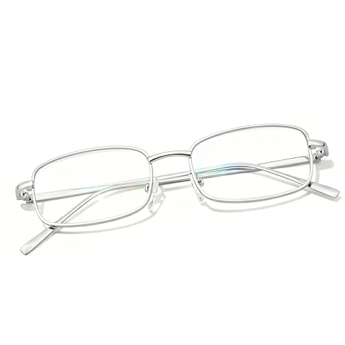Chicid Fashion Blue Light Glasses for Women, Blocking Eyewear Y2k Office-Siren Aesthetic Rectangle Glasses Metal Frame