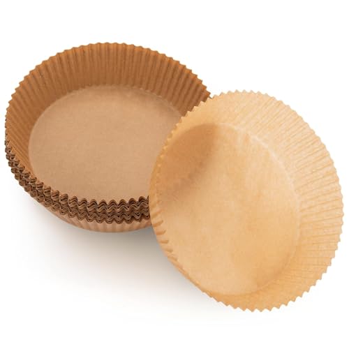 Image of Air Fryer Paper Liners Disposable 100 Pcs, Round Non Stick Parchment Baking Paper for 5-8 QT Air Fryers, Oil Proof Heat Resistant Disposable Liners for Baking Roasting Frying (AIR Frying Paper Round)