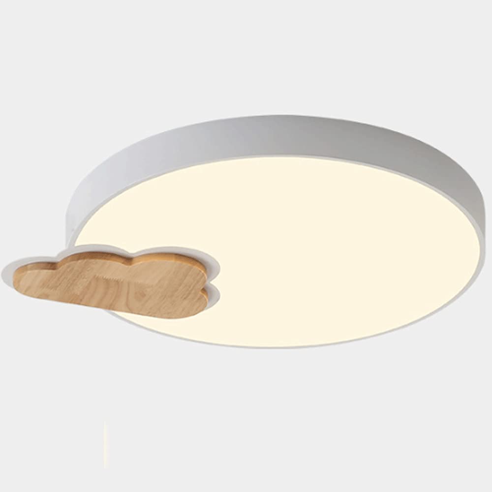 Plafonnier LED 18W blanc froid luminaire plafond bois encastré pour cuisine et salon 30cm