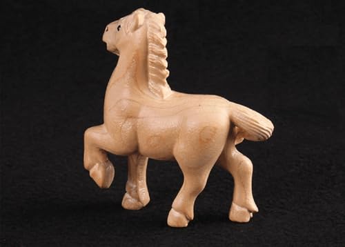 Estatua de Caballo Tallada a Mano en Madera Natural miniatura 3