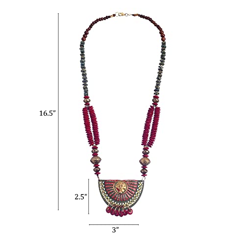 Image of Handcrafted Tribal Dhokra & Floral Charm Necklace Collection | Artisan Brass, Glass & Contemporary Statement Necklaces for Women | Ethnic, Elegant & Artistic Jewelry
