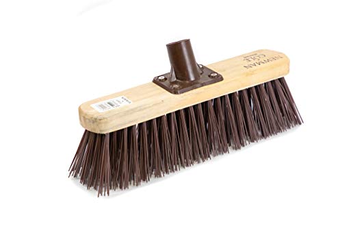 Newman & Cole Tête de balai en bois avec poils synthétiques durs en PVC - Tête de balai de rechange pour balayer de jardin - Tête de balai à bois - Connecteur de fixation Cover