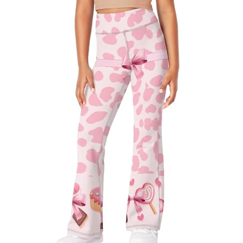 Dolyues Cute Girls Crossover Flare Jeans Stretchy Bootcut Yoga Pants Bell Bottoms Size 5-14 Years4