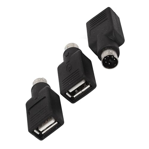 uxcell Adaptador USB a PS/2, pack 3 piezas negro miniatura 3
