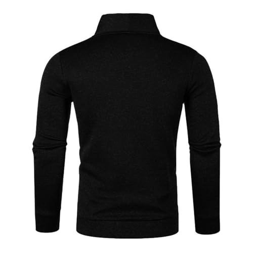 Mens Shawl Collar Sweatshirt Light Fleece Casual Slim Fit Pullover Knitted Thermal Sweatshirt3