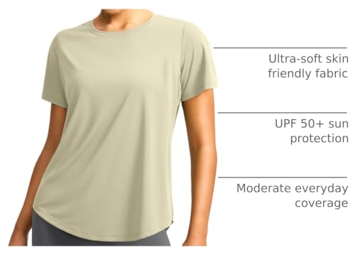 Image of Women's Short Sleeve Workout Shirts UPF 50+ Sun Protection T-Shirts Quick Dry Breathable Gym Running Hiking Tops for Women