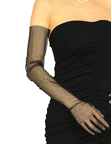 QRBTSCL Women's Polka Dot Gloves Long Opera Party Gloves Elbow Length Sheer Gloves