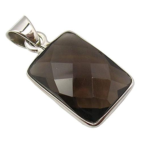 925 Stamp Sterling Silver Smoky Quartz Necklace Pendant 1.1"2