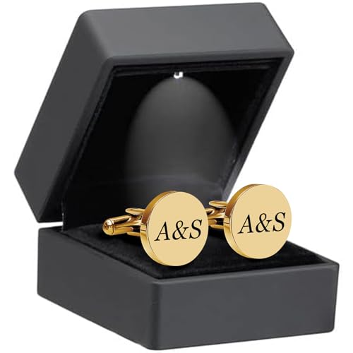 Gift Box Included Package, Personalized Cufflinks for Men, Custom Engraved Cufflinks for Wedding Groom Father, Name, Initial, Monogram Cufflinks, Cufflinks for Wedding Gift, Groomsman Gift