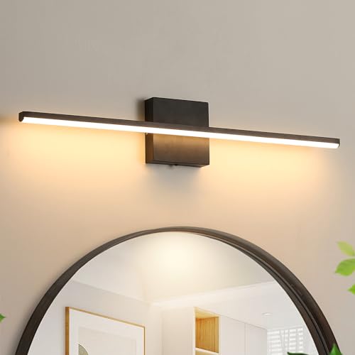 Image of Modern Bathroom Vanity Light 24 Inch, 18W Black Bathroom Light Fixture Over Mirror, Dimmable 5CCT LED Wall Sconce Lighting for Restroom Mirro